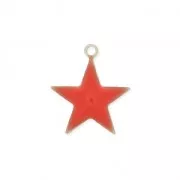 Metal and epoxy resin star charms 15 mm - Dark red x10