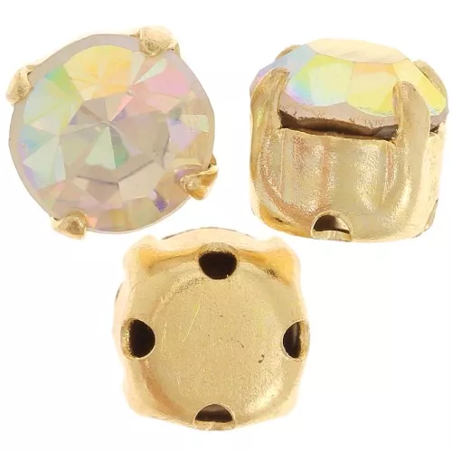 Chatons montés 6mm Gold tone Crystal AB x5