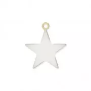 Epoxy resin metal star charm 15 mm White x 10