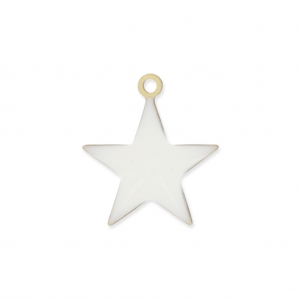 Epoxy resin metal star charm 15 mm White x 10