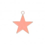 Epoxy resin metal star charm 15 mm Coral Pink x 10|raw }}