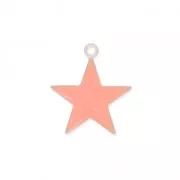 Epoxy resin metal star charm 15 mm Coral Pink x 10