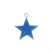 Epoxy resin metal star charm 15 mm Electric blue x 10|raw }}