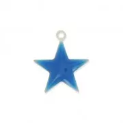Epoxy resin metal star charm 15 mm Electric blue x 10