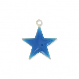 Epoxy resin metal star charm 15 mm Electric blue x 10