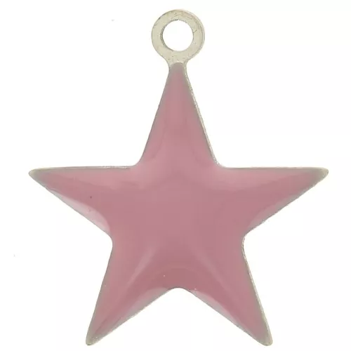 Epoxy resin metal star charm 15 mm Lilas x 10