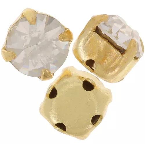 Chatons montés 6mm Gold tone Crystal  x5