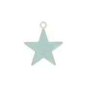Epoxy resin metal star charm 15 mm Light teal x 10
