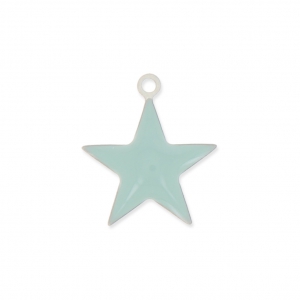 Epoxy resin metal star charm 15 mm Light teal x 10