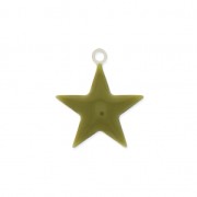Epoxy resin metal star charm 15 mm Olive x 10
