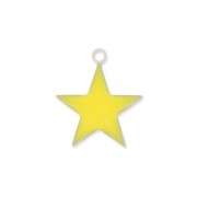 Epoxy resin metal star charm 15 mm Yellow x 10