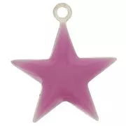Epoxy resin metal star charm 15 mm Prune x 10