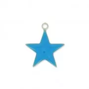 Epoxy resin metal star charm 15 mm Blue x 10