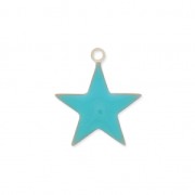 Epoxy resin metal star charm 15 mm Green turquoise x 10|raw }}