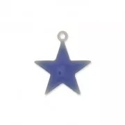 Epoxy resin metal star charm 15 mm Night Blue x 10
