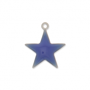 Epoxy resin metal star charm 15 mm Night Blue x 10