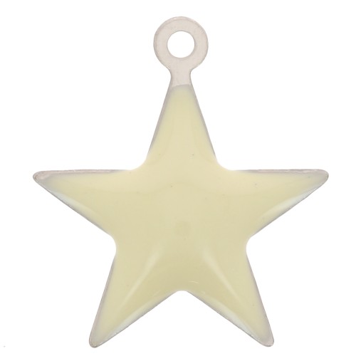 Epoxy resin metal star charm 15 mm Cream x 10