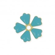 Epoxy resin metal flower 15 mm Green Turquoise/ Gold Tone x 5|raw }}