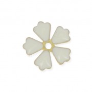 Epoxy resin metal flower 15 mm White/Gold Tone x 5|raw }}