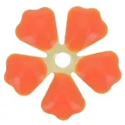 Epoxy resin metal flower 15 mm Pink Coral/Gold Tone x 5