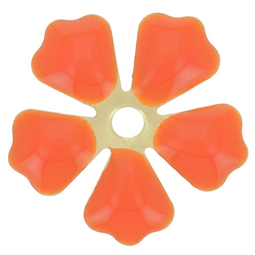 Epoxy resin metal flower 15 mm Pink Coral/Gold Tone x 5