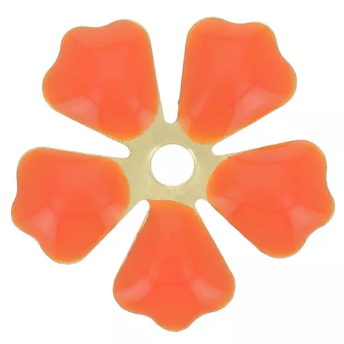 Epoxy resin metal flower 15 mm Pink Coral/Gold Tone x 5