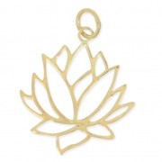 925 Sterling Silver Pendant lotus flower 19 x 22 mm Gold Tone x1