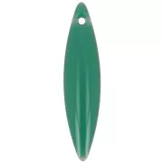 Metal and epoxy resin navettes 25x5.5 mm emerald green x 10