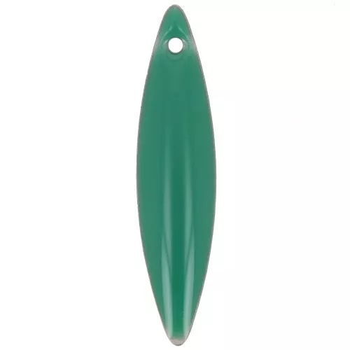 Metal and epoxy resin navettes 25x5.5 mm emerald green x 10