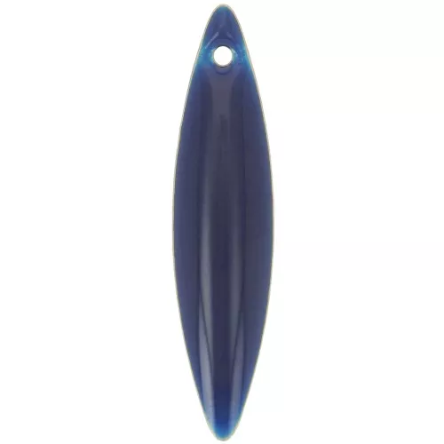 Metal and epoxy resin navettes 25x5.5 mm Night Blue x 10