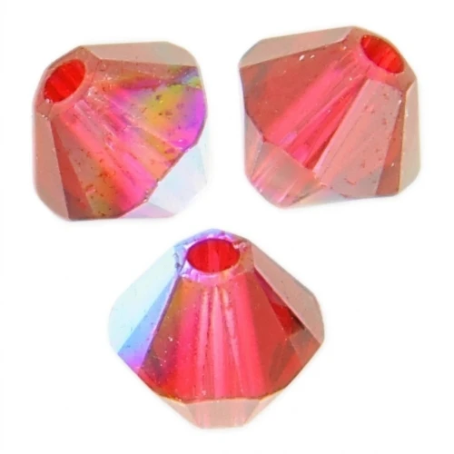 PureCrystal 5328 Crystal Bicones 4 mm Light Siam Shimmer x50