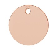 Medal charm 9 mm Rose Golden 925 Sterling Silver x1