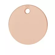 Medal charm 9 mm Rose Golden 925 Sterling Silver x1