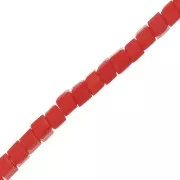 Glass cubes 2.5 mm Red Coral x43 cm