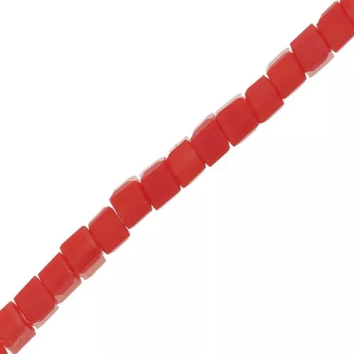 Glass cubes 2.5 mm Red Coral x43 cm