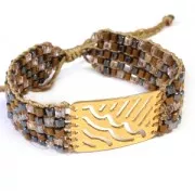 Glass cubes 2.5 mm - Crystal Gold Bronze Luster x43cm