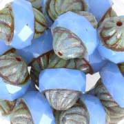 Glass Saturn Beads 11x10 mm Light Sapphire Opal Travertin x10
