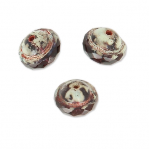 Glass Saturn Beads 8x10 mm Amethyst Travertin x10