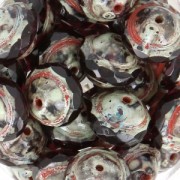 Glass Saturn Beads 8x10 mm Amethyst Travertin x10