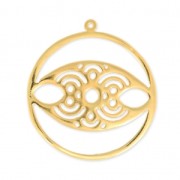 Metal pendant lucky eye 39 mm fine Gold plated x1