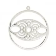 Metal pendant lucky eye 39 mm Fine Antique silver plating x1