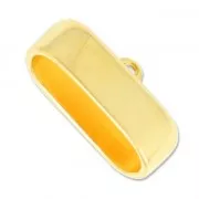 10x30mm Metal Rectangle Cord End for 10mm lace - fine Gold plated x1