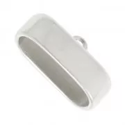 10x30mm Metal Rectangle Cord End for 10mm lace - Fine Antique silver plating x1