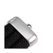 10x30mm Metal Rectangle Cord End for 10mm lace - Fine Antique silver plating x1