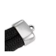 10x20mm Metal Rectangle Cord End for 10mm lace - Fine Antique silver plating x1