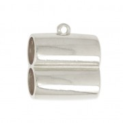 Metal double terminator for 10 mm cord - Fine Antique silver plating|raw }}