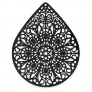 Drop dyed charm laser cut 49x39 mm Black x1|raw }}