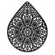 Drop dyed charm laser cut 49x39 mm Black x1