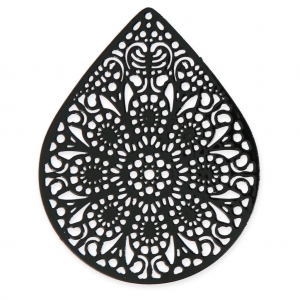 Drop dyed charm laser cut 49x39 mm Black x1