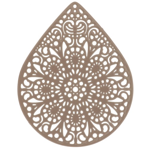 Drop dyed charm laser cut 49x39 mm - Light brown x1